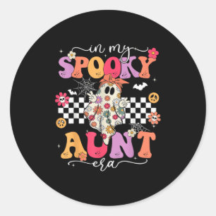 Groovy In My Spooky Aunt Era Retro Auntie Hallowee Classic Round Sticker