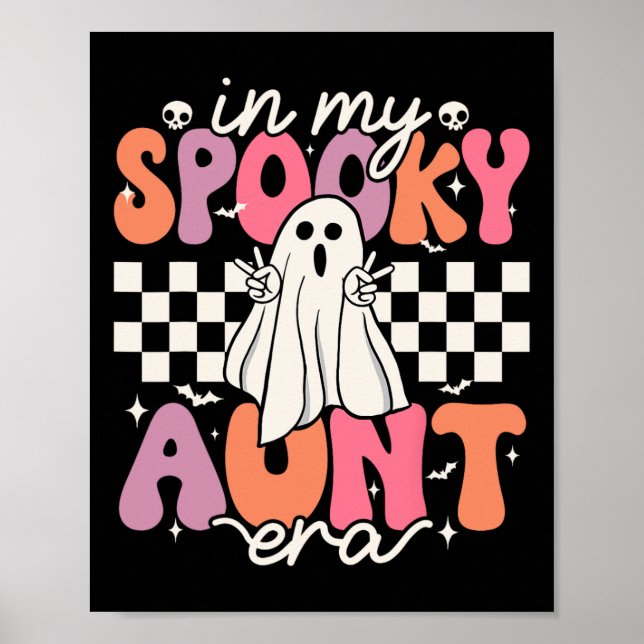 Groovy In My Spooky Aunt Era Retro Auntie Hallowee Poster (Front)