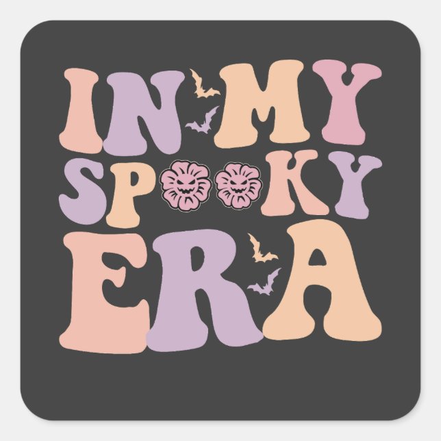 Groovy In My Spooky Era Fall Halloween Ghost Retro Square Sticker (Front)