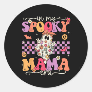 Groovy In My Spooky Mama Era Cute Retro Mum Hallow Classic Round Sticker