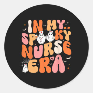 Groovy In My Spooky Nurse Era Halloween Nursing Classic Round Sticker