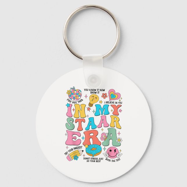 Groovy In My Starr Era Testing Day Teacher Kids Mo Key Ring (Front)