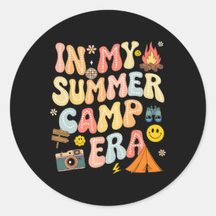 Groovy In My Summer Camp Era Camping Crew Last Day Classic Round Sticker