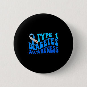 Groovy In November We Wear Blue For Diabetes Aware 6 Cm Round Badge