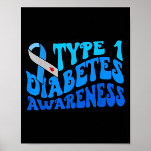 Groovy In November We Wear Blue For Diabetes Aware Poster