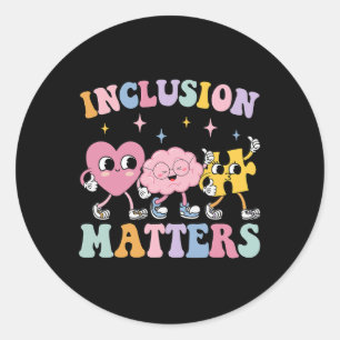 Groovy Inclusion Problems Autism Awareness Special Classic Round Sticker