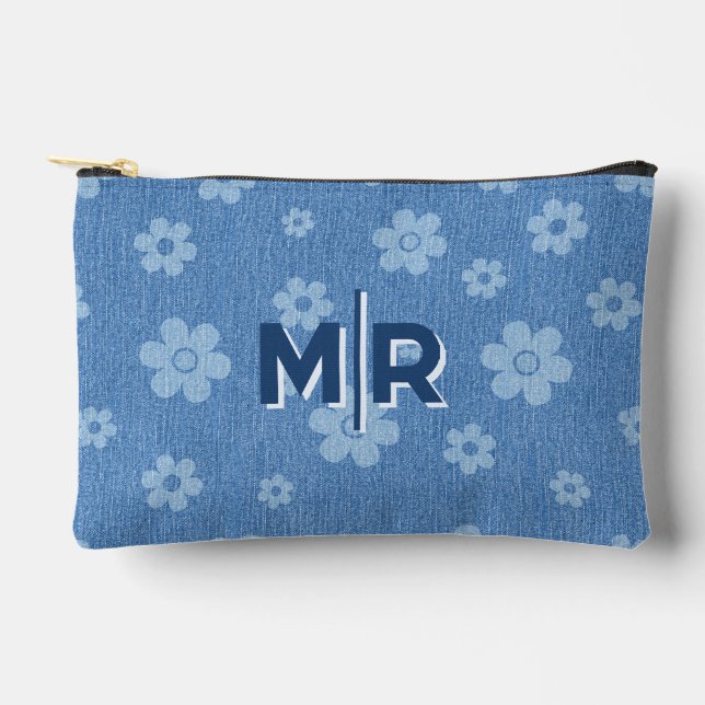 Groovy Indigo Bloom Accessory Pouch (Front)