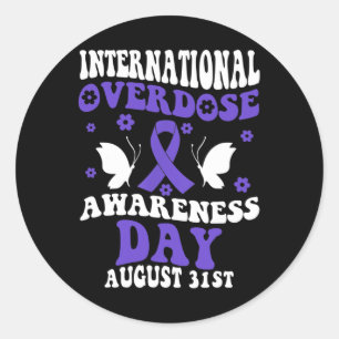 Groovy International Overdose Awareness Day  Classic Round Sticker