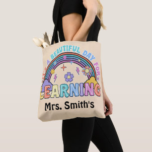 Groovy It's A Beautiful Day For Learning Teacher Tote Bag