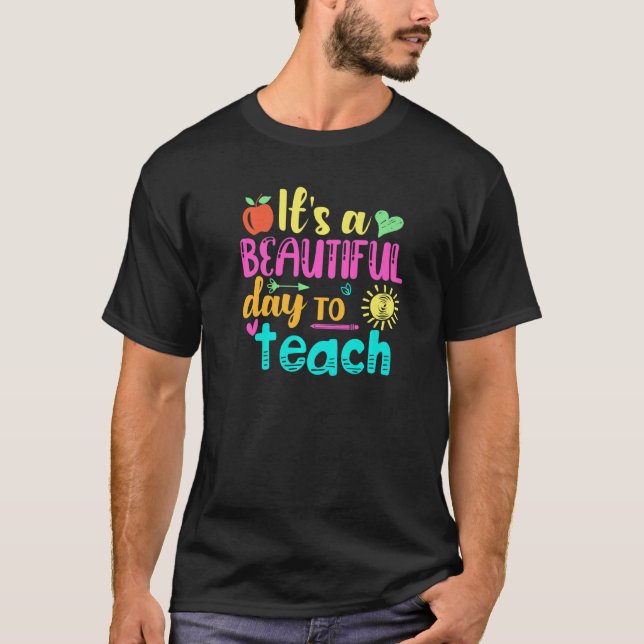 Groovy It's Beautiful Day To Teach Teacher   T-Shirt (Front)