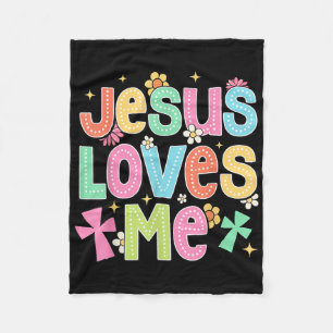 Groovy Jesus Loves Me Biblical Christian Church Fleece Blanket