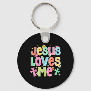 Groovy Jesus Loves Me Biblical Christian Church  Key Ring