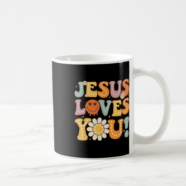 Groovy Jesus Loves You Kids Women Religious Faith  Coffee Mug (Right)
