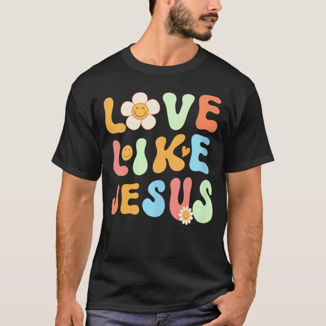 Groovy Jesus s For Women Love Like Jesus V-Neck    T-Shirt (Front)
