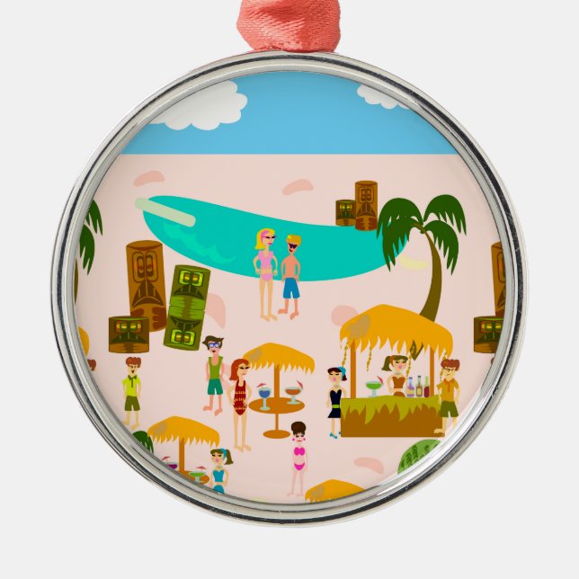 Groovy Jet Set Pool Party Metal Tree Decoration (Front)