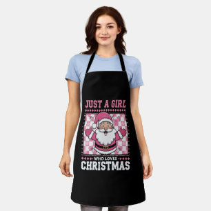 Groovy Just A Girl Who Loves Christmas Xmas Santa  Apron