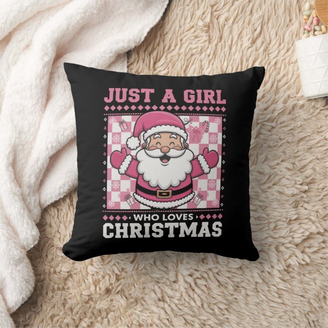 Groovy Just A Girl Who Loves Christmas Xmas Santa  Cushion (Blanket)