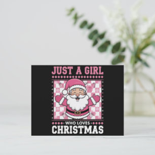 Groovy Just A Girl Who Loves Christmas Xmas Santa  Holiday Postcard
