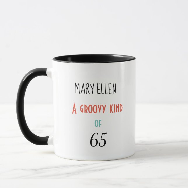 Groovy kind of 65 retro coral and green mug (Left)