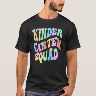 Groovy Kinder Squad School Teacher Kindergarten Re T-Shirt
