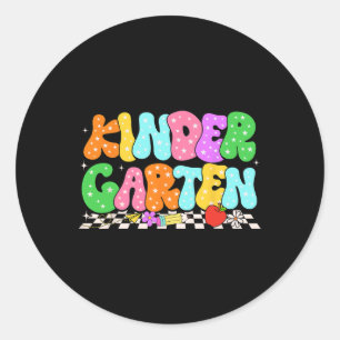 Groovy Kindergarten Back To School First Day Of Sc Classic Round Sticker