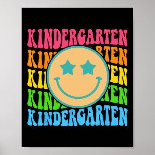 Groovy Kindergarten Vibes Face Retro Teachers Back Poster