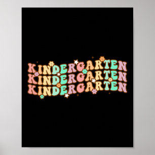 Groovy Kindergarten Vibes Face Retro Teachers Byck Poster