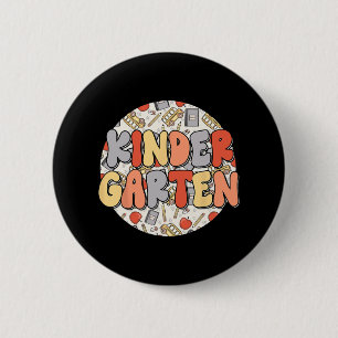Groovy Kindergarten Vibes Retro Teachers Kids Back 6 Cm Round Badge