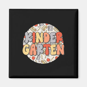 Groovy Kindergarten Vibes Retro Teachers Kids Back Magnet