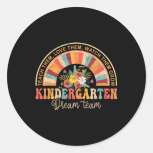 Groovy Kindergarten Vibes Team Back To School Teac Classic Round Sticker