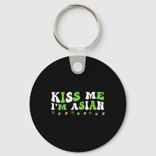 Groovy Kiss Me I'm Asian St. Patricks Day Clothes Key Ring