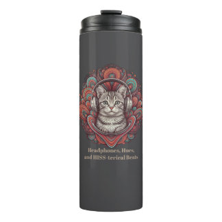 Groovy Kitty Vibe Tumbler - Silver Tabby
