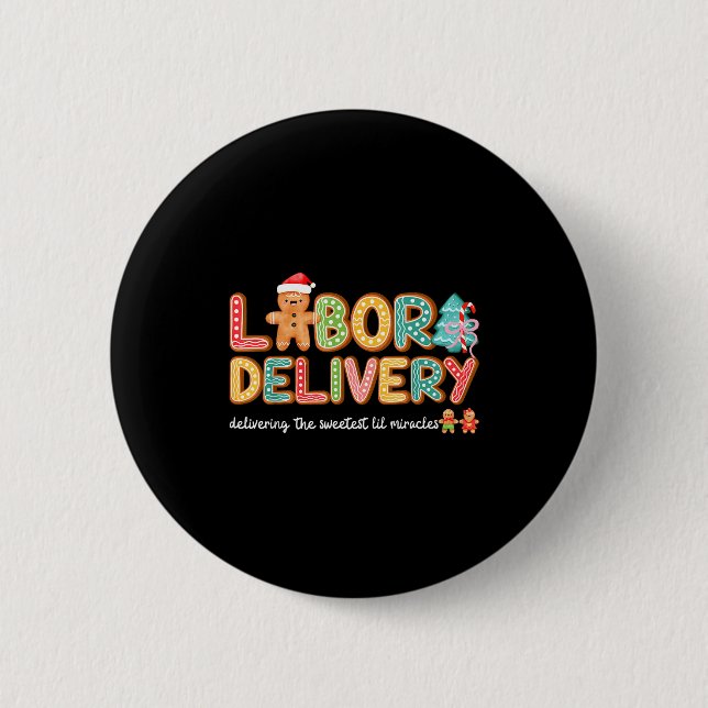 Groovy Labor And Delivery Christmas L&amp;d Nurse  6 Cm Round Badge (Front)
