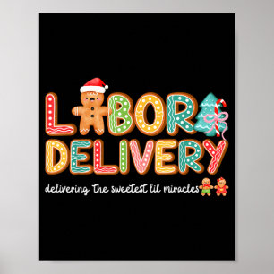 Groovy Labor And Delivery Christmas L&d Nurse Poster
