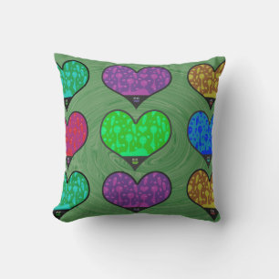 Groovy Lava Hearts Melty Fun Sixties Vibes Cushion