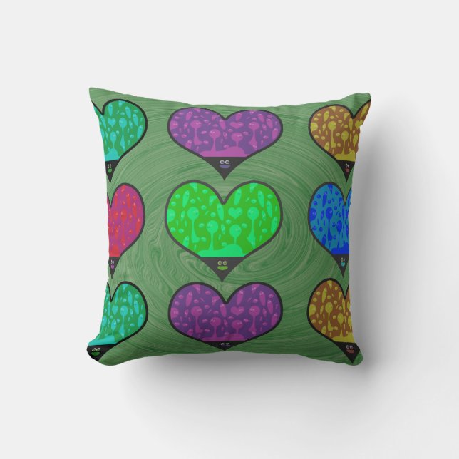 Groovy Lava Hearts Melty Fun Sixties Vibes Cushion (Front)