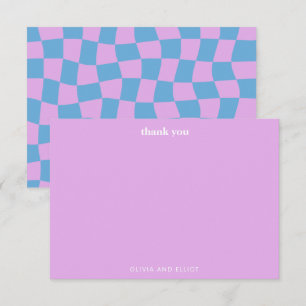 Groovy Lavender Chequerboard Cute Baby Shower  Thank You Card