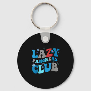 Groovy Lazy Pancreas Club Retro Diabetes Awareness Key Ring