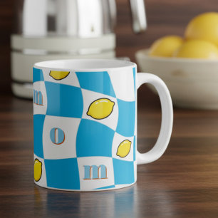 Groovy Lemons Chequerboard Kitchen Kitsch Mum Coffee Mug