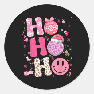 Groovy Leopard Disco Christmas Xmas Santa Womens G Classic Round Sticker