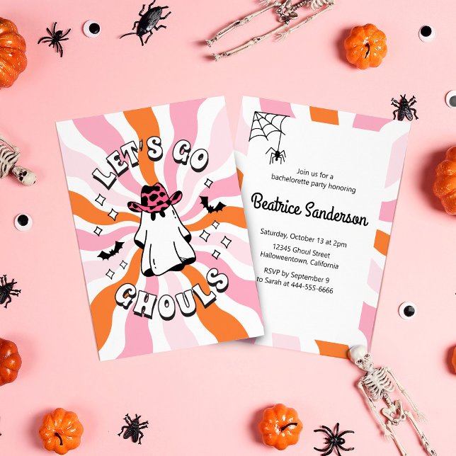 Groovy Let's Go Ghouls Bachelorette Invitation (Creator Uploaded)