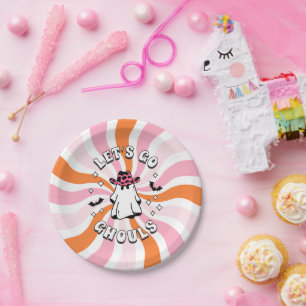 Groovy Let's Go Ghouls Bachelorette Paper Plate