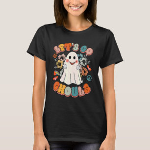 Groovy Let's Go Ghouls Cute Halloween Ghost Women T-Shirt