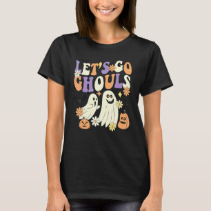 Groovy Let's Go Ghouls Floral Ghost Hippie Hallowe T-Shirt