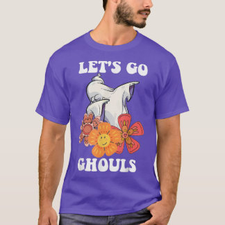 Groovy Let's Go Ghouls Floral Ghost Hippie Hallowe T-Shirt