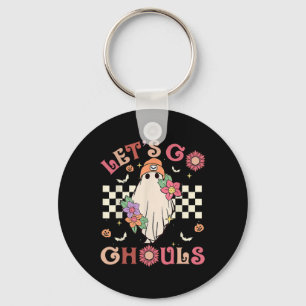 Groovy Let's Go Ghouls Halloween Ghost Outfit For  Key Ring