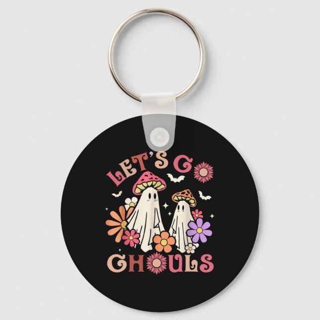 Groovy Let's Go Ghouls Halloween Ghost Outfit For  Key Ring (Front)