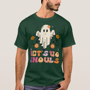 Groovy Let's Go Ghouls Retro Floral Ghost Costume  T-Shirt