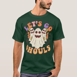 Groovy Let's Go Ghouls Retro Floral Ghost Costume  T-Shirt