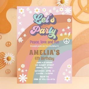 Groovy let's party birthday invitation